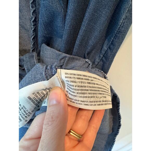 Abercrombie & Fitch Women’s S Denim Romper Shorts Cotton Lyocell Blend Preppy - Picture 7 of 10